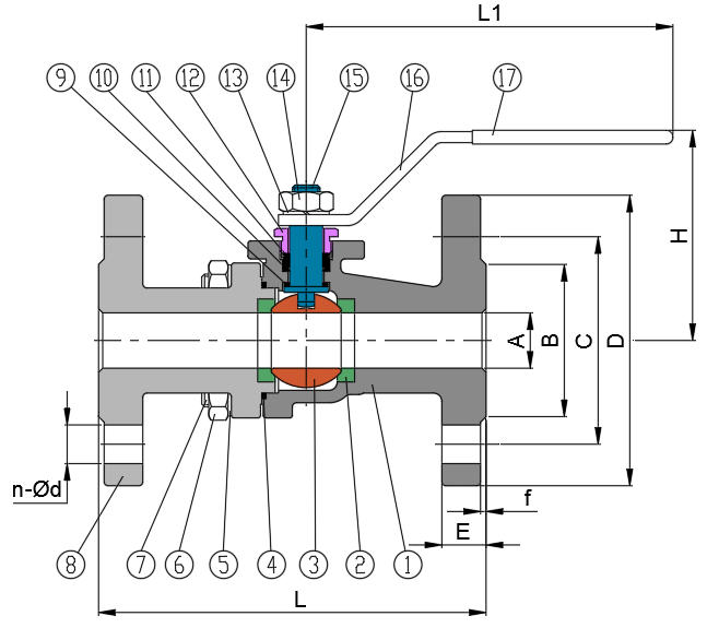 2-PC Flanged Ball Valve (Full Bore DIN-F4 PN16)