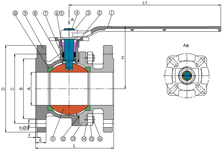 2-PC Flanged Ball Valve (Full Bore DIN-F4 PN40)