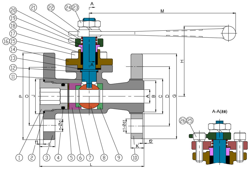 1-PC Removable Flanged Thread Ball Valve (PN40 Series 2)