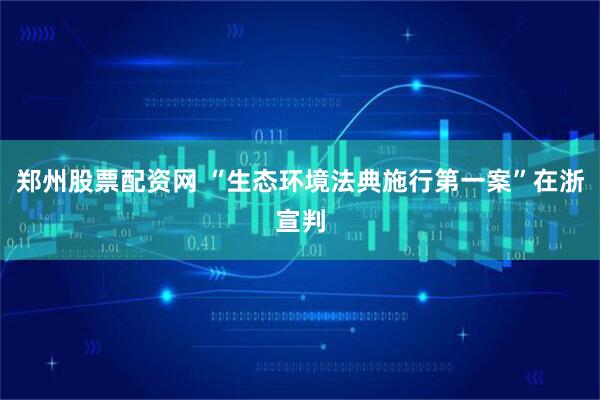 郑州股票配资网 “生态环境法典施行第一案”在浙宣判